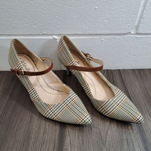 Life Stride Plaid 3" Heels. Women's Sandrine Pointed Toe Strapped Pumps Size 9M - Picture 1 of 7